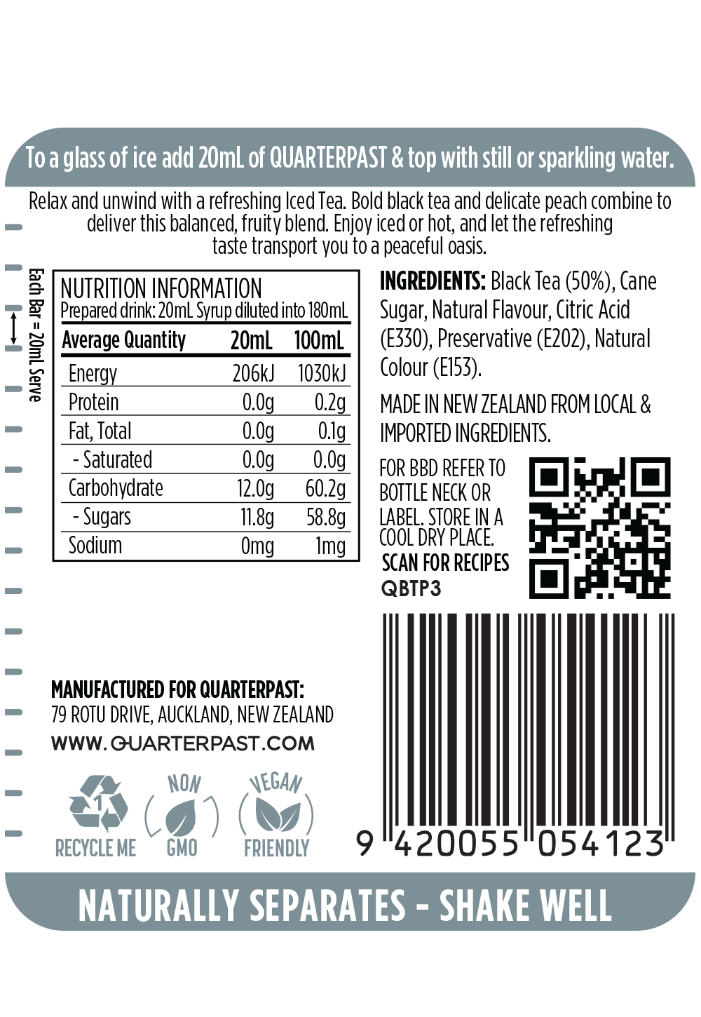 Iced Tea - Peach & Black Tea 360mL