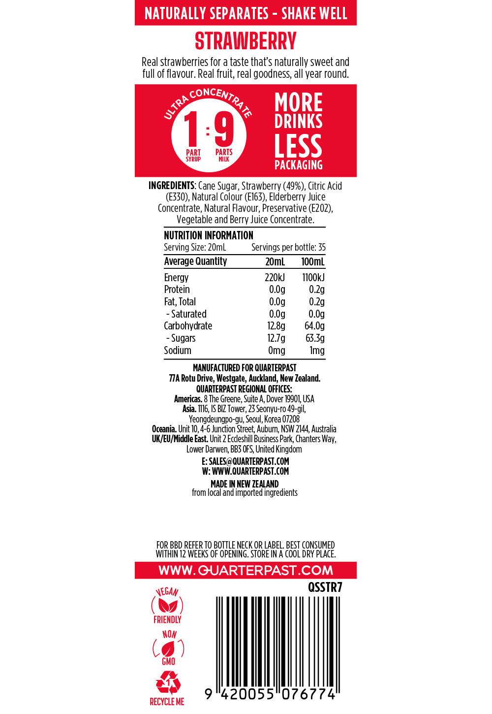 Strawberry Shakes and Smoothies Syrup 700mL